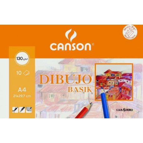 Canson mini pack 10 láminas Dibujo Basik