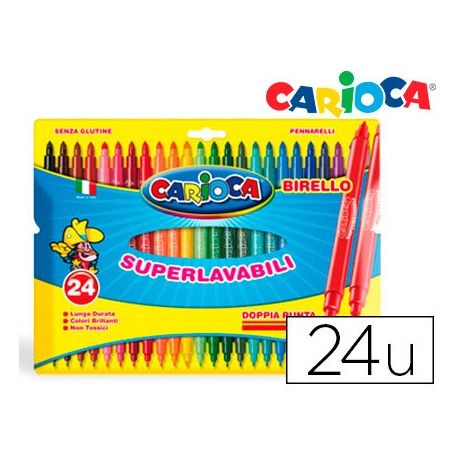 CARIOCA - 12 rotuladores de colores de punta fina 