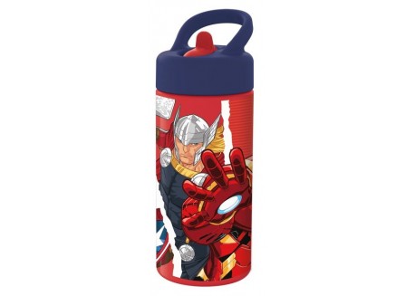 Botella infantil con pajita 410 ml. Avengers Super Heroe